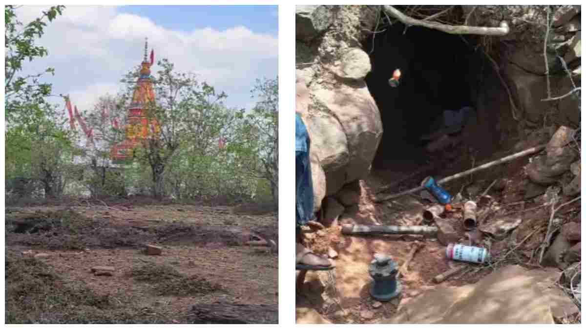 किले में खजाने की तलाश: मंदिर के पीछे दफीनाखोरों ने खोदी 20 फीट गहरी सुरंग, पुलिस को मिले औजार और कंबल 