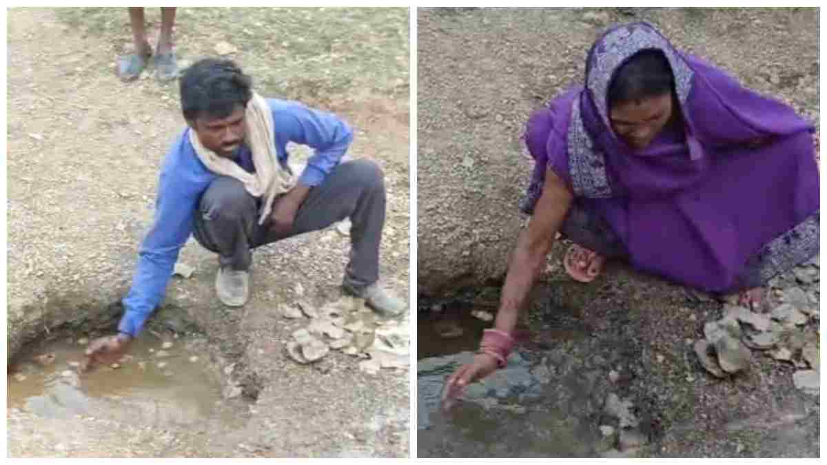 भीषण गर्मी में सूखे जलस्रोत: यहां नाले में गड्ढा खोदकर दूषित पानी पीने को मजबूर आदिवासी, विकास के दावों की खुली पोल 