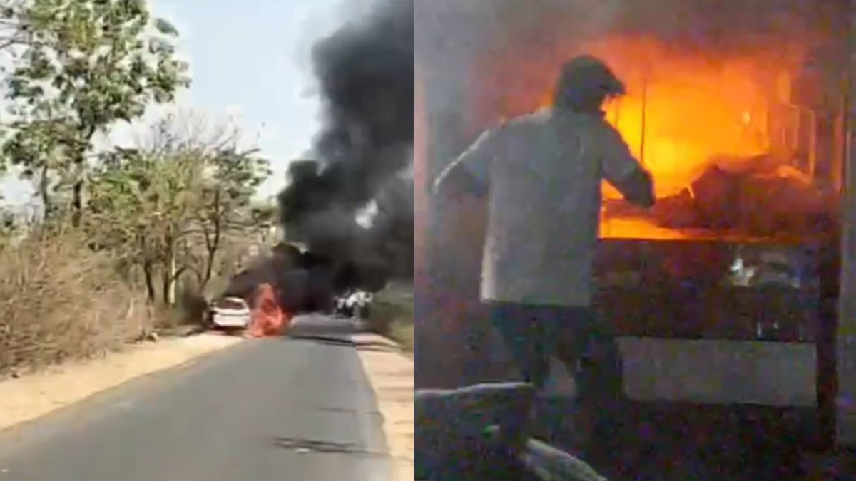 गर्मी का ‘अग्नि तांडव’: उमरिया में चलती कार बनी आग का गोला, निवाड़ी में मोबाइल दुकान जलकर खाक