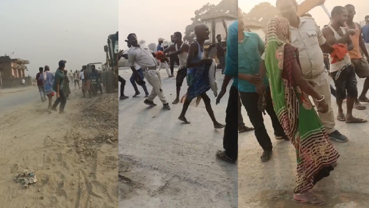 अतिक्रमण हटाने पहुंची पुलिस टीम पर पथराव, पुलिसकर्मी को बंधक बनाकर पीटने का VIDEO वायरल