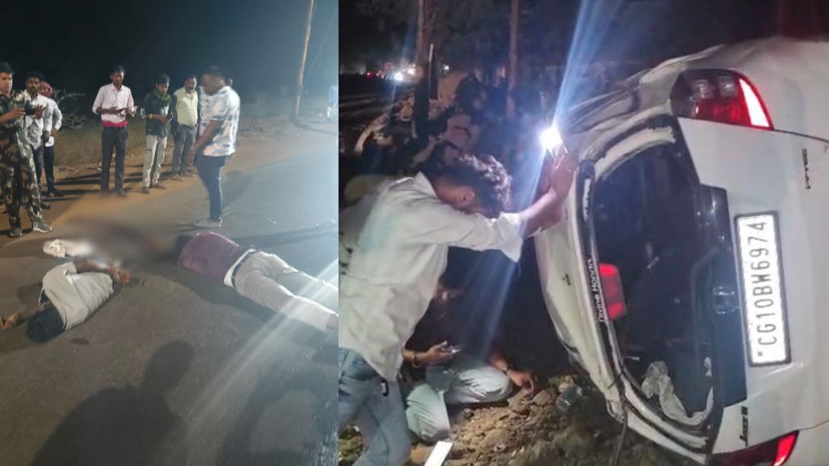 CG Accident News : तेज रफ्तार कार ने बाइक सवारों को रौंदा, एक की मौत, इधर बारात से लौट रही कार पलटी