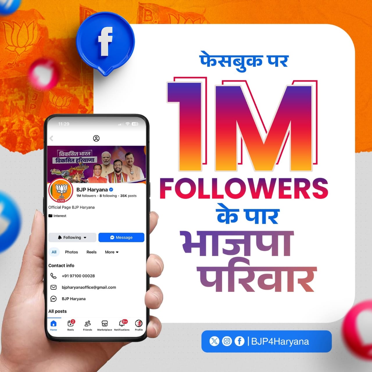 फेसबुक पर ‘1 मिलियन’ का माइलस्टोन: हरियाणा BJP की डिजिटल राजनीति में बड़ी उपलब्धि