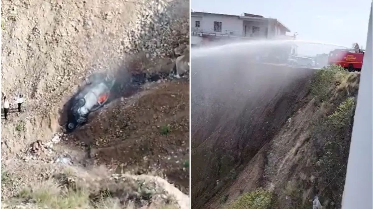 हिमाचल में भीषण हादसा: 200 मीटर गहरी खाई में गिरी श्रद्धालुओं से  कार, 4 लोगों के जिंदा जलने की आशंका