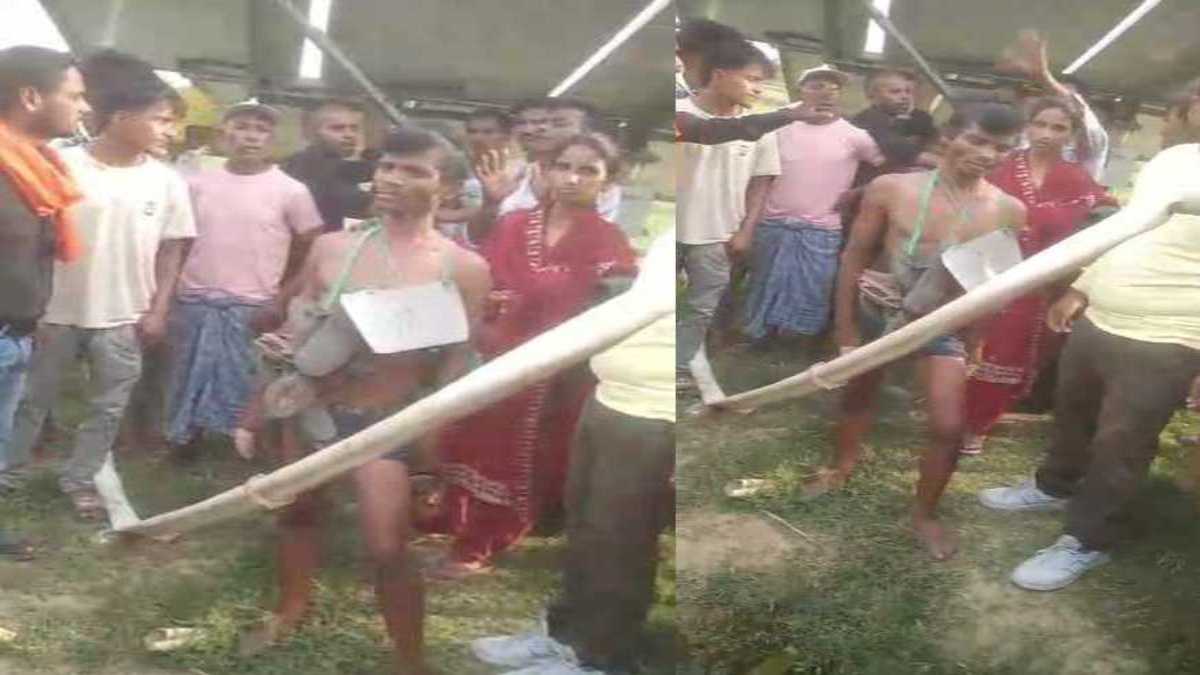 चोरी के शक में तालिबानी सजा : युवक का मुंडन कराया, फिर जूता-चप्पल की माला पहनाकर गांव में घुमाया, देखें VIDEO…