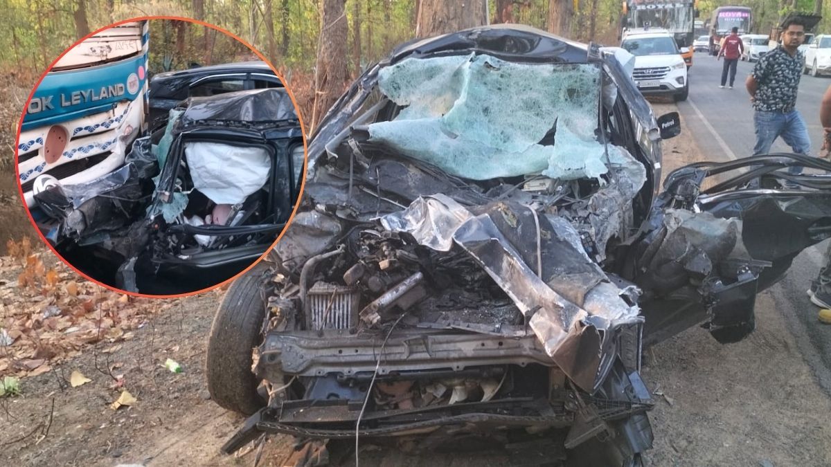 भीषण सड़क हादसा : तेज रफ्तार ट्रक ने कार को मारी टक्कर, एक महिला समेत 3 की मौत, एक गंभीर