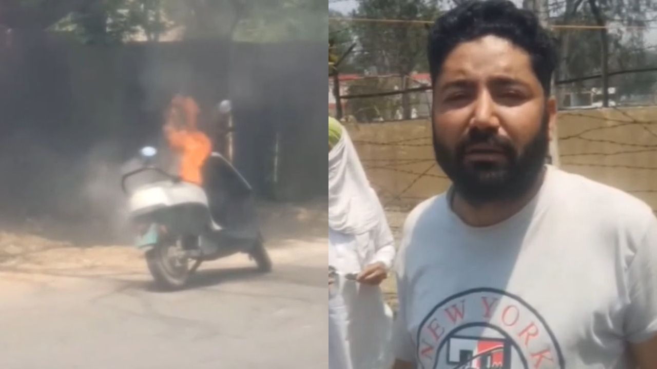 फिरोजपुर में चलती ओला इलेक्ट्रिक स्कूटी में लगी भीषण आग, युवक ने कूदकर बचाई जान