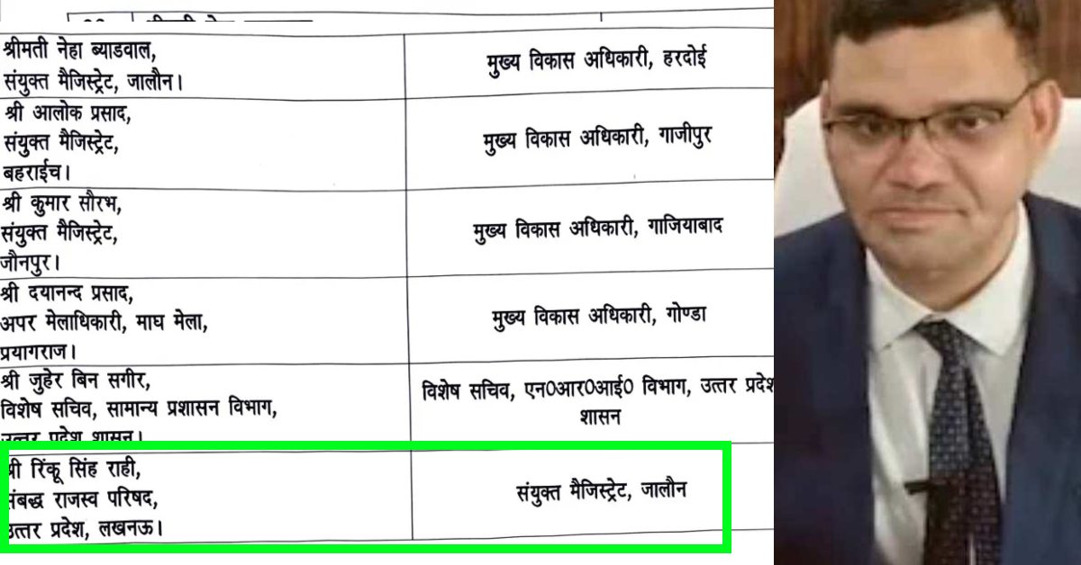 IAS Transfer : 8 DM समेत 38 अफसरों का तबादला, रिंकू सिंह राही को मिली तैनाती