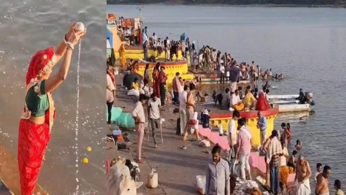 शनि अमावस्या पर घाट पर उमड़ा श्रद्धालुओं का सैलाबः पवित्र नर्मदा नदी में स्नान-दान कर कमाया पुण्य लाभ