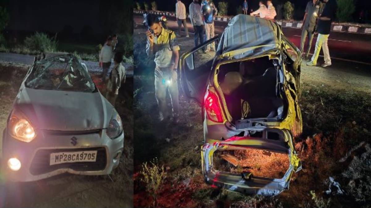 नरसिंहपुर में भीषण सड़क हादसा: NH-44 पर पलटी खाते हुए दूसरे किनारे जा पहुंची कार, छिंदवाड़ा के 2 लोगों की मौत, LIVE VIDEO