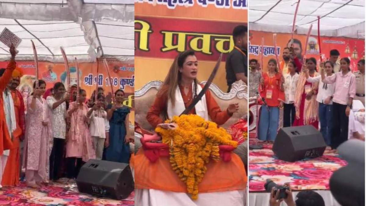 मॉडल से साध्वी बनीं हर्षानंद गिरि ने बांटी तलवारें: संतों पर लगाए गंभीर आरोप, बोलीं- लव जिहाद के खिलाफ बेटियों को सिखाएंगी आत्मरक्षा के गुर