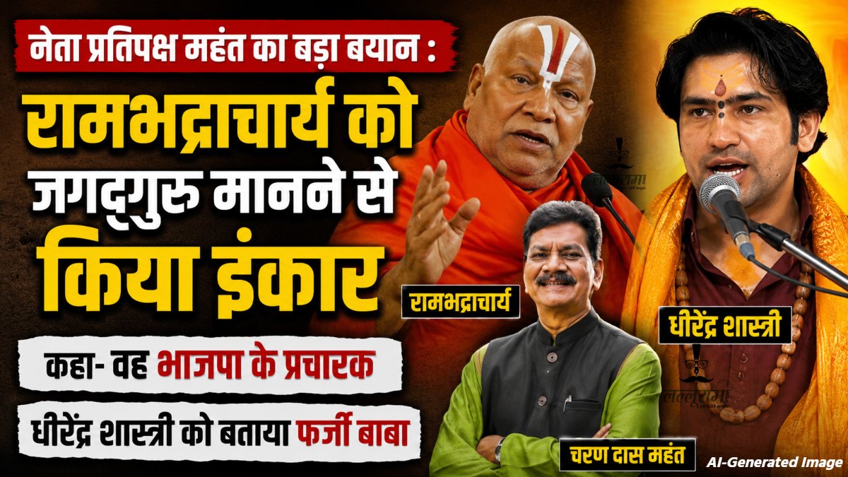 नेता प्रतिपक्ष महंत का बड़ा बयान : रामभद्राचार्य को जगद्गुरु मानने से किया इंकार, कहा- वह भाजपा के प्रचारक, धीरेंद्र शास्त्री को बताया फर्जी बाबा