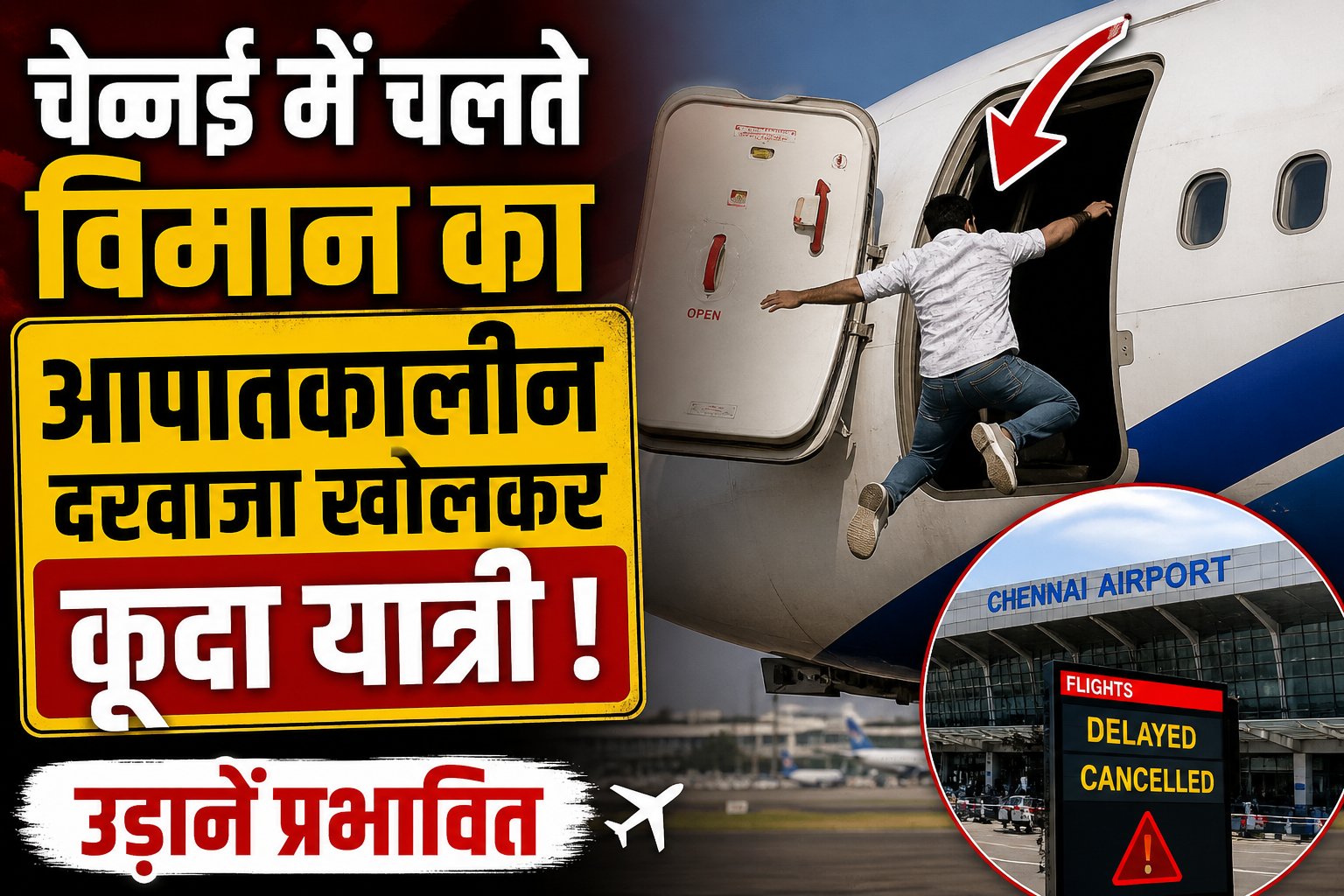 चेन्नई में चलते विमान का आपातकालीन दरवाजा खोलकर कूदा यात्री ! मची अफर तफरी