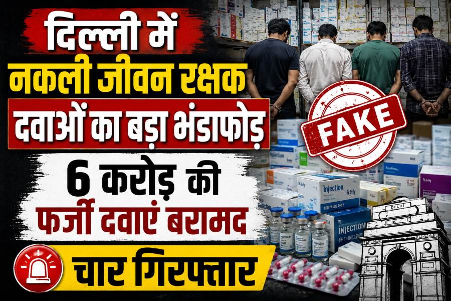 दिल्ली में नकली जीवन रक्षक दवाओं का बड़ा भंडाफोड़, 6 करोड़ की फर्जी दवाएं बरामद ; चार गिरफ्तार