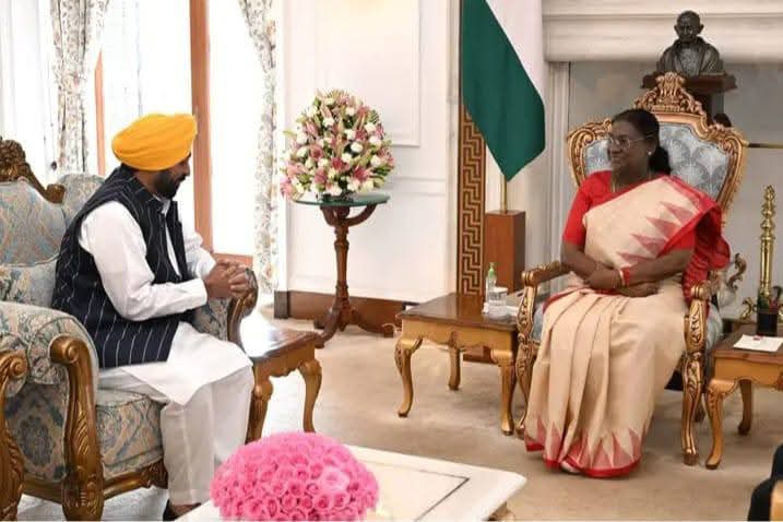 पंजाब में सियासी भूचाल: CM भगवंत मान की राष्ट्रपति द्रौपदी मुर्मू से मुलाकात, बोले- 6 सांसदों का पाला बदलना ‘लोकतंत्र की हत्या’