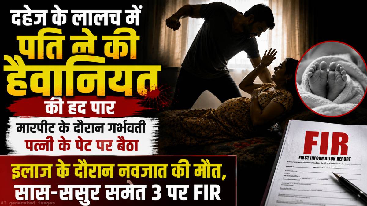 दहेज के लालच में पति ने पार की हैवानियत की हद: गर्भवती पत्नी के पेट पर बैठकर की मारपीट, नवजात की मौत, सास-ससुर समेत 3 पर FIR