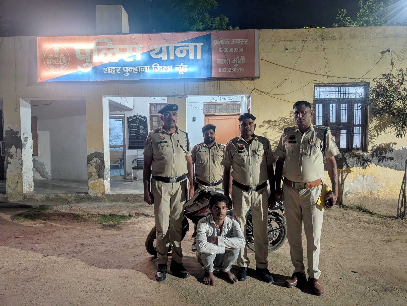 पुन्हाना पुलिस ने चोरी का खुलासा किया, मोटरसाइकिल समेत आरोपी गिरफ्तार