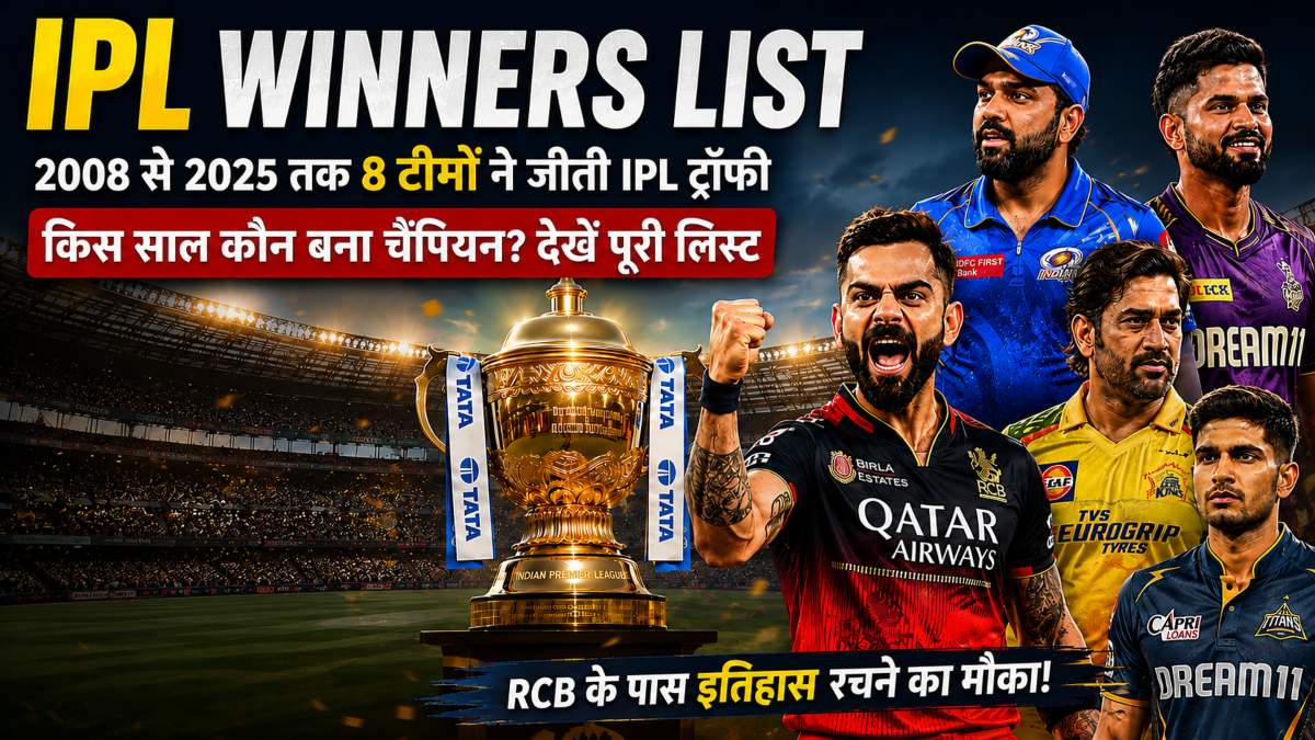IPL Winners List: 18 सीजन में 8 टीमों ने जीता खिताब, किस साल कौन बना चैंपियन? देखें पूरी लिस्ट