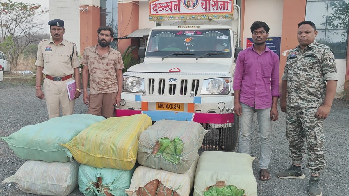 1.14 करोड़ का गांजा जब्त: सब्जी के खाली कैरेट के पीछे छिपाकर की जा रही थी तस्करी, दो तस्कर गिरफ्तार