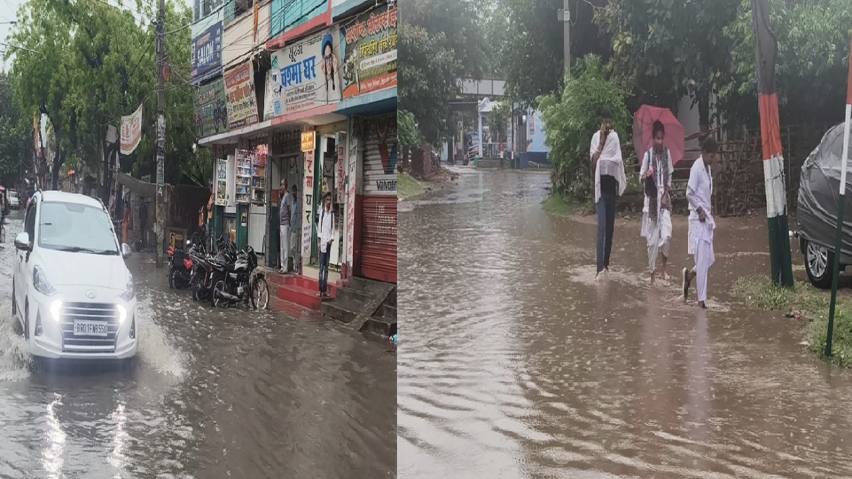 नालंदा नगर निगम की खुली पोल: महज कुछ देर की बारिश में तालाब बनीं सड़कें, घुटनों तक भरा पानी