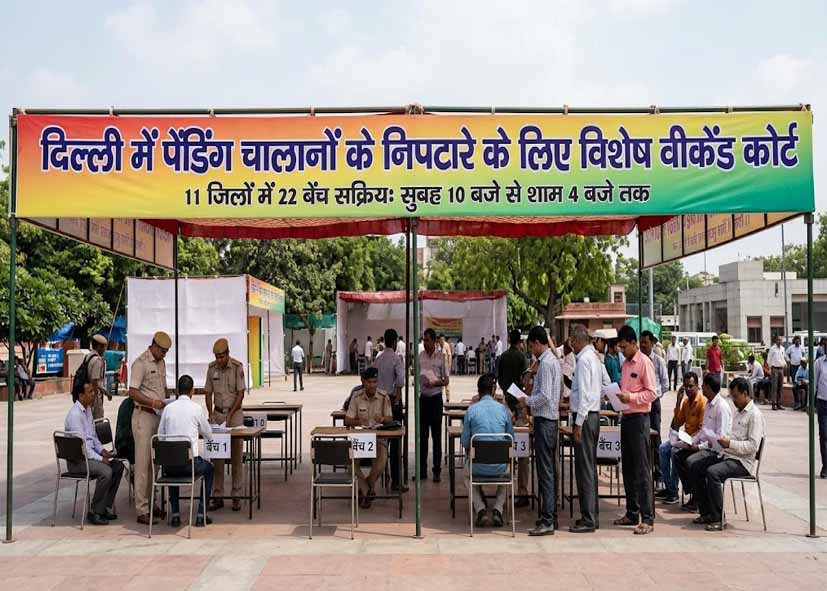 दिल्ली में पेंडिंग ट्रैफिक चालानों के निपटारे के लिए वीकेंड कोर्ट शुरू,11 जिलों में 22 बेंच होंगी सक्रिय