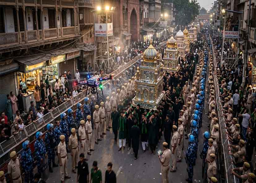 दिल्ली में मुहर्रम पर ताजिया जुलूस को लेकर सुरक्षा कड़ी, ड्रोन से निगरानी; 2000 से ज्यादा पुलिसकर्मी तैनात होंगे