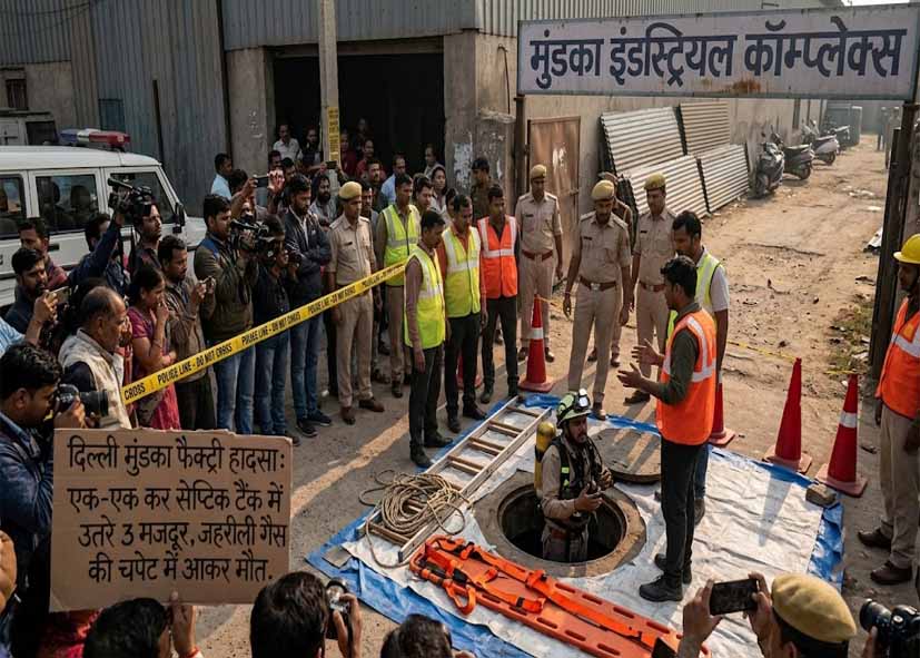 दिल्ली: मुंडका फैक्ट्री में दर्दनाक हादसा, सेप्टिक टैंक में जहरीली गैस से 3 मजदूरों की मौत