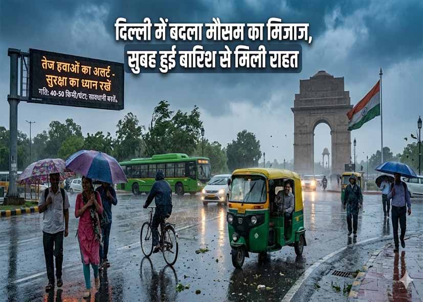 Delhi Weather: दिल्ली में बदला मौसम का मिजाज, सुबह हुई बारिश से मिली राहत; तेज हवाओं का अलर्ट