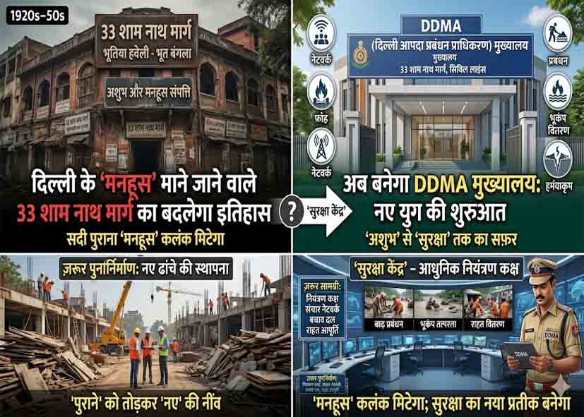 दिल्ली के ‘मनहूस’ माने जाने वाले 33 शाम नाथ मार्ग का बदलेगा इतिहास, अब बनेगा DDMA मुख्यालय