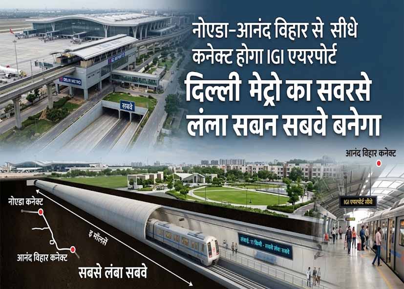 नोएडा-आनंद विहार से सीधे कनेक्ट होगा IGI एयरपोर्ट; दिल्ली मेट्रो का सबसे लंबा सबवे बनेगा
