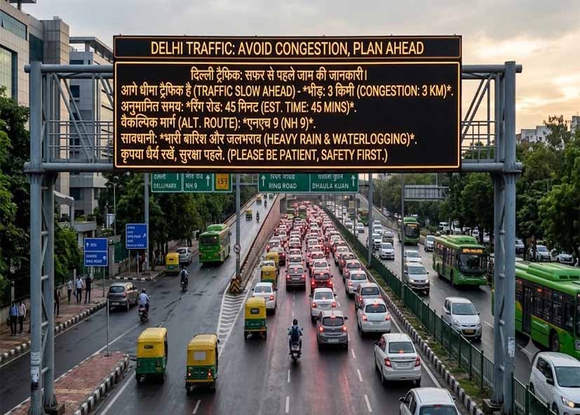 Delhi Traffic: अब सफर से पहले मिलेगी जाम की जानकारी, दिल्ली की सड़कों पर लगे डिजिटल साइन बोर्ड