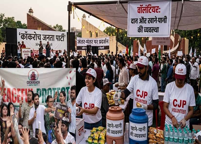 जंतर-मंतर पर ‘कॉकरोच जनता पार्टी’ प्रदर्शन के पीछे जुटे वॉलंटियर, दान और खाने-पानी की व्यवस्था संभाल रहे कई लोग