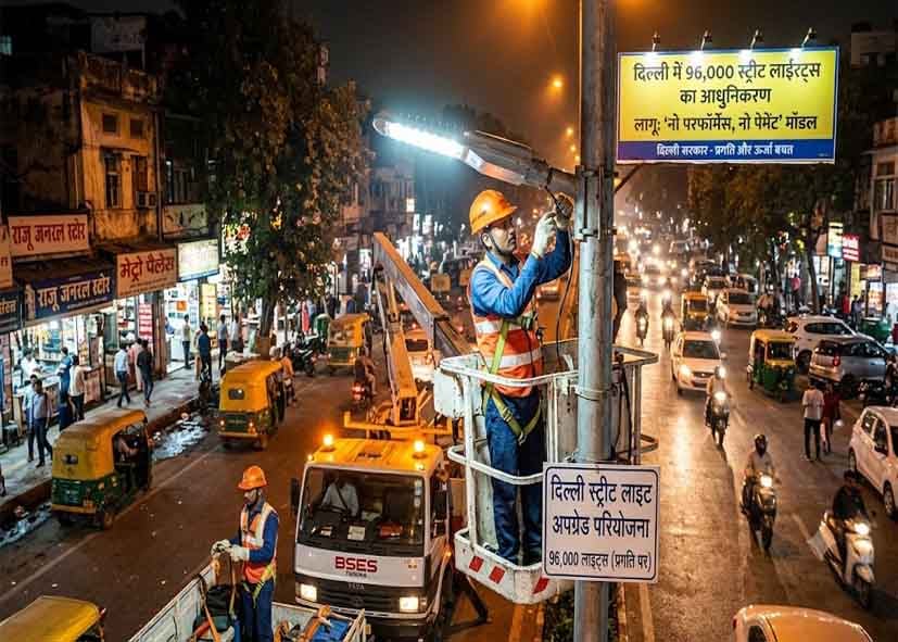 दिल्ली में 96 हजार स्ट्रीट लाइट्स होंगी अपग्रेड, सरकार ने लागू किया ‘नो परफॉर्मेंस, नो पेमेंट’ मॉडल