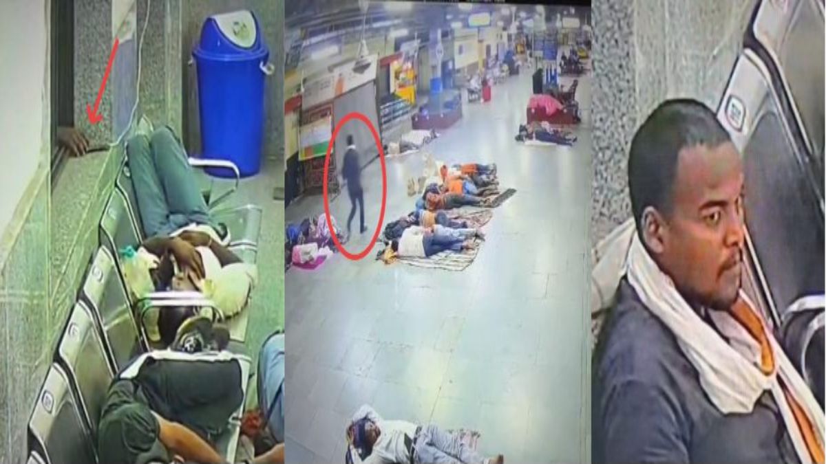 चोरी का लाइव वीडियो: रेलवे स्टेशन पर चार्जिंग में लगा यात्री का मोबाइल ले उड़ा चोर, वारदात सीसीटीवी में कैद