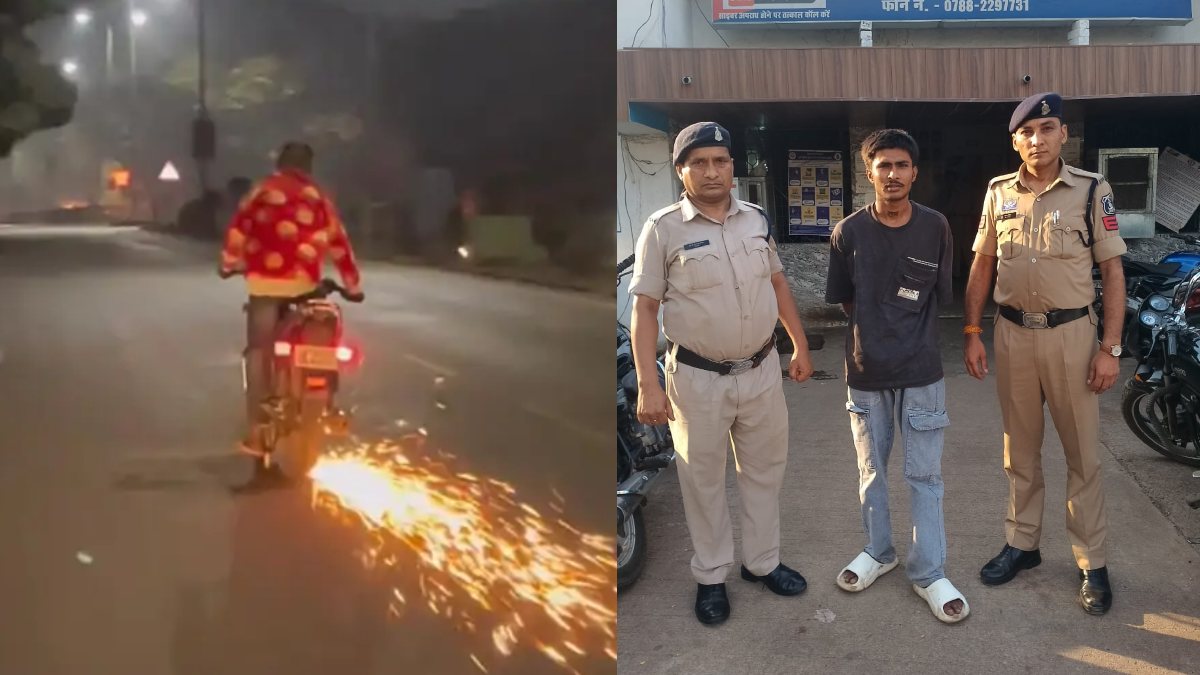 बाइक स्टंट का आरोपी गिरफ्तारी के बाद भी नहीं सुधरा, पुलिस वाहन में बैठकर बनाई रील, कैप्शन में लिखा-“आज जेल, कल बेल, परसों फिर वही खेल”