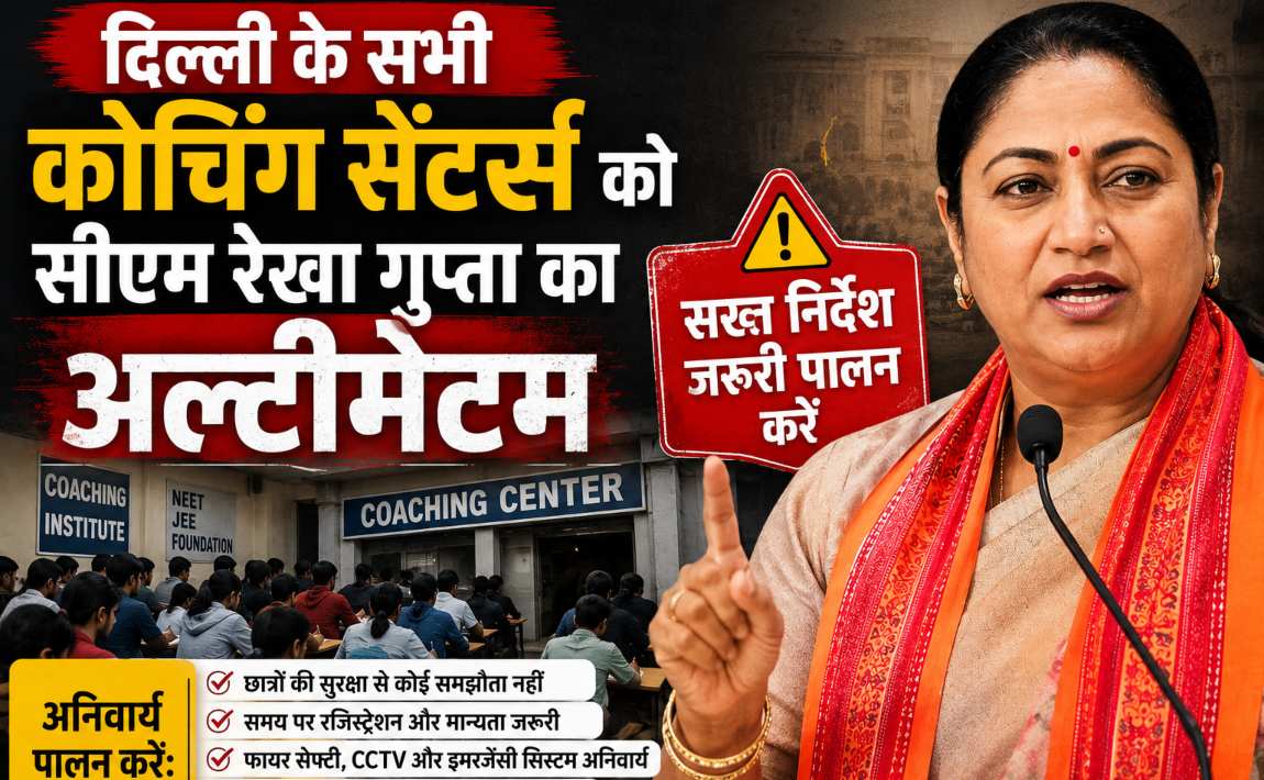 सीएम रेखा गुप्ता ने कोचिंग सेंटर्स को एक महीने का अल्टीमेटम दिया; बोलीं-‘सभी सुरक्षा मानकों को सुनिश्चित करो नहीं तो अंजाम भुगतने…,’