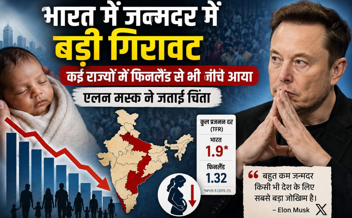 भारत में जन्मदर में बड़ी गिरावट: पिछले 10 साल में रिकॉर्ड गिरावट, एलन मस्क ने जताई चिंता, जानें ये टेंशन वाली बात क्यों?