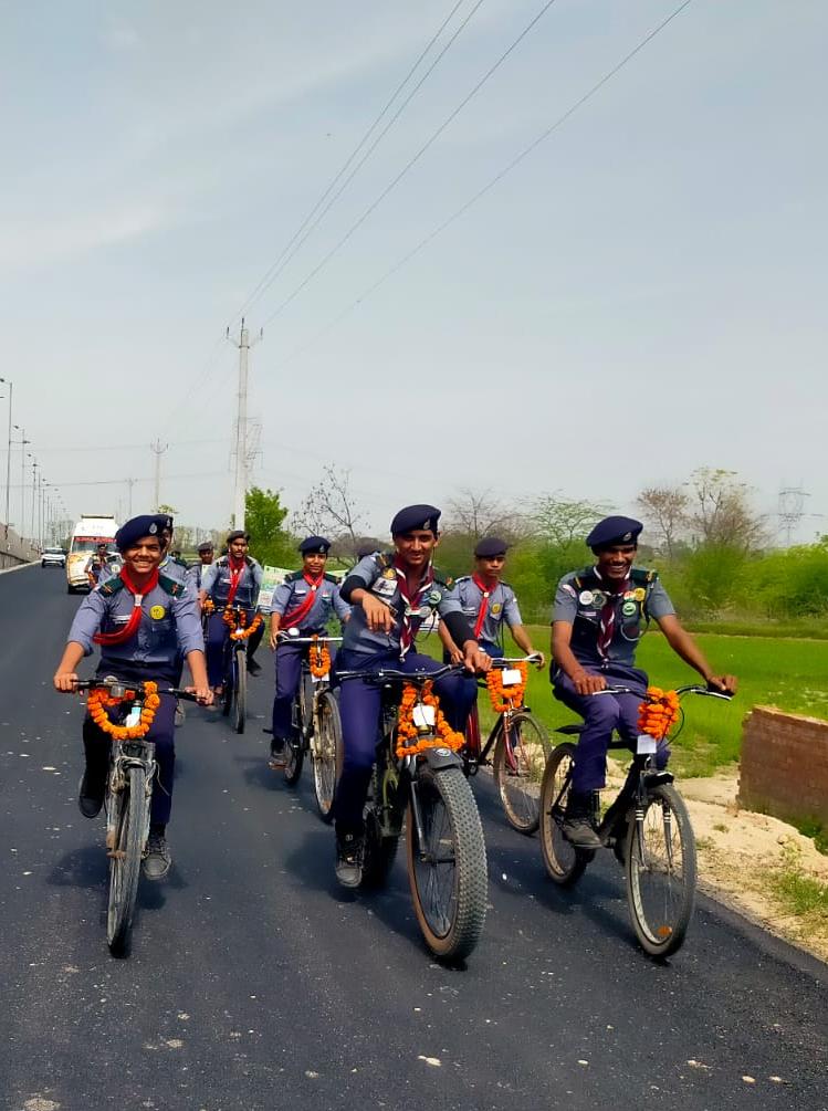 विश्व साइकिल दिवस पर भिवानी में स्काउट्स-गाइड्स की नशा मुक्ति साइकिल रैली, नुक्कड़ नाटकों से दिया जागरूकता संदेश