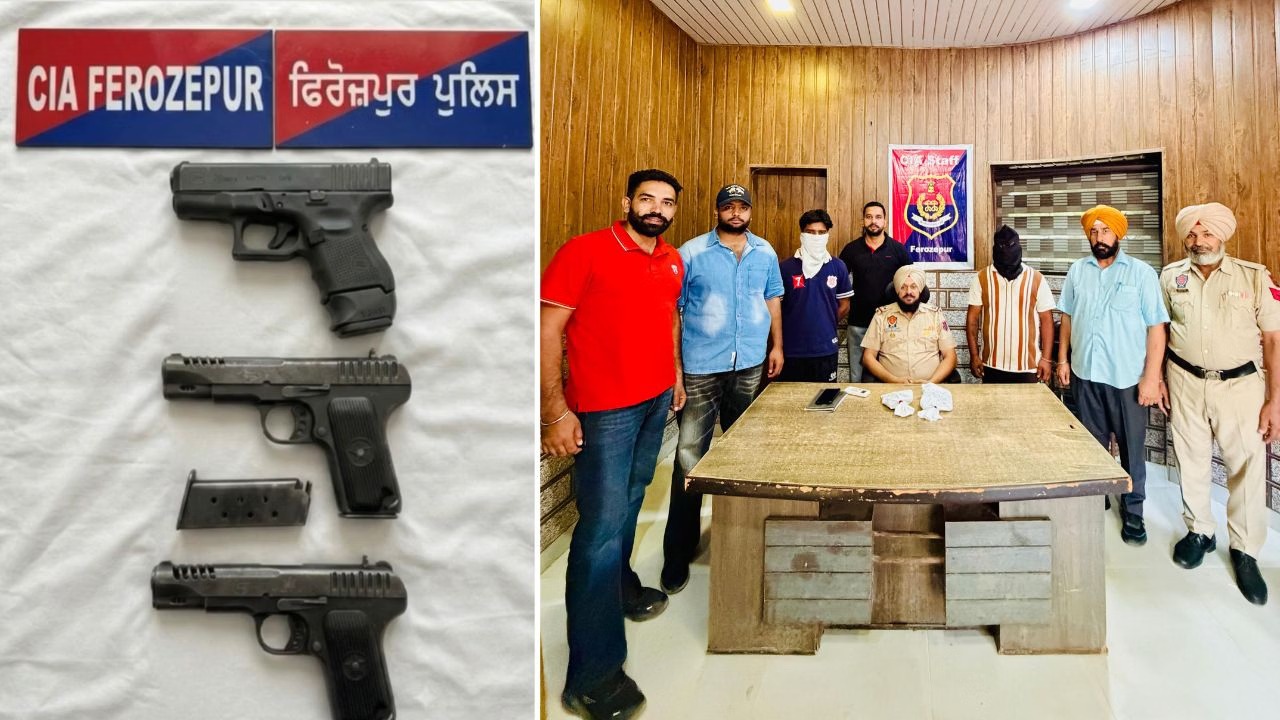 फिरोजपुर पुलिस की बड़ी कामयाबी: पाकिस्तान से हथियार मंगवाने वाले दो तस्कर गिरफ्तार, 3 अवैध हथियार बरामद