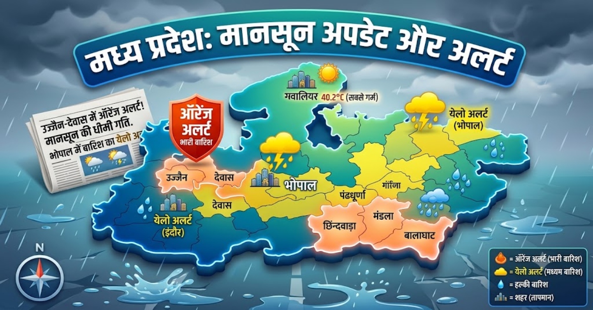 MP Weather Update: मानसून की रफ्तार धीमी, उज्जैन-देवास समेत 6 जिलों में भारी बारिश, 40 जिलों में येलो अलर्ट