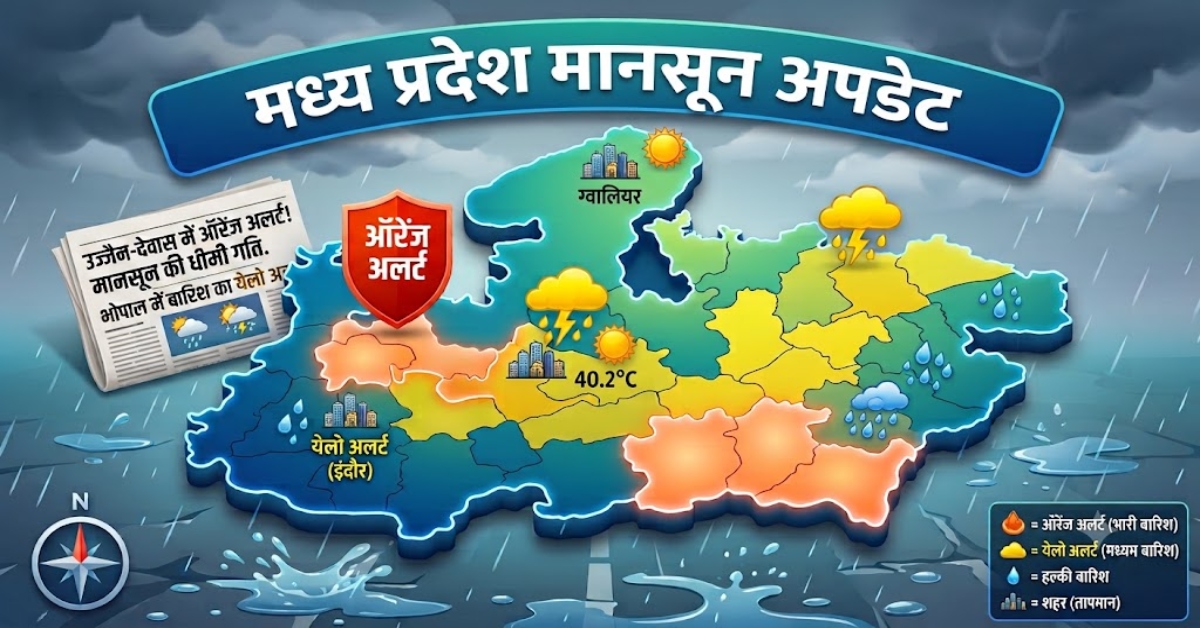 MP Weather Update: मानसून की रफ्तार धीमी, उज्जैन-देवास समेत 6 जिलों में भारी बारिश, 40 जिलों में येलो अलर्ट