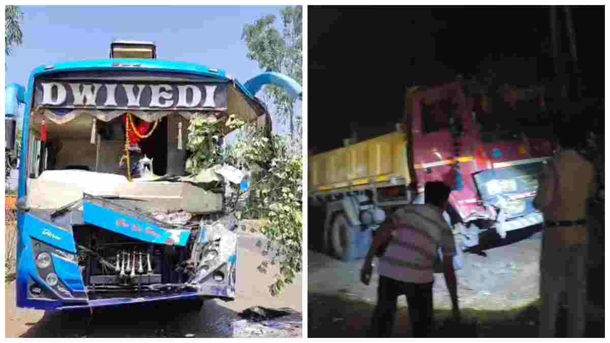 NH-43 पर मौत बनकर दौड़ी तेज रफ्तार बस: गाय को कुचलने के बाद रेत डग्गी से भिड़ी, CCTV में कैद हुआ हादसा