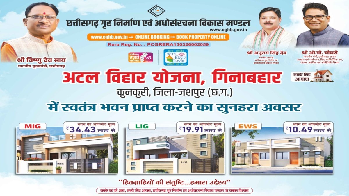 कुनकुरी में गृह निर्माण मंडल बनाएगा पहली आधुनिक आवासीय कॉलोनी, अटल विहार योजना अंतर्गत 97 आवासों का होगा निर्माण