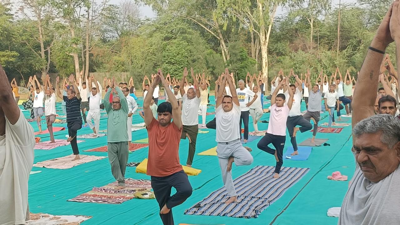 हिसार और आदमपुर के योग शिविरों में एंटी-एजिंग योगासनों का अभ्यास, स्वस्थ जीवनशैली अपनाने का आह्वान