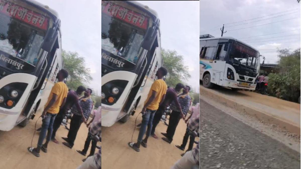 यात्री बस को रोककर गुंडागर्दी, ड्राइवर को बेल्ट दिखाकर जान से मारने की दी धमकी, वीडियो वायरल