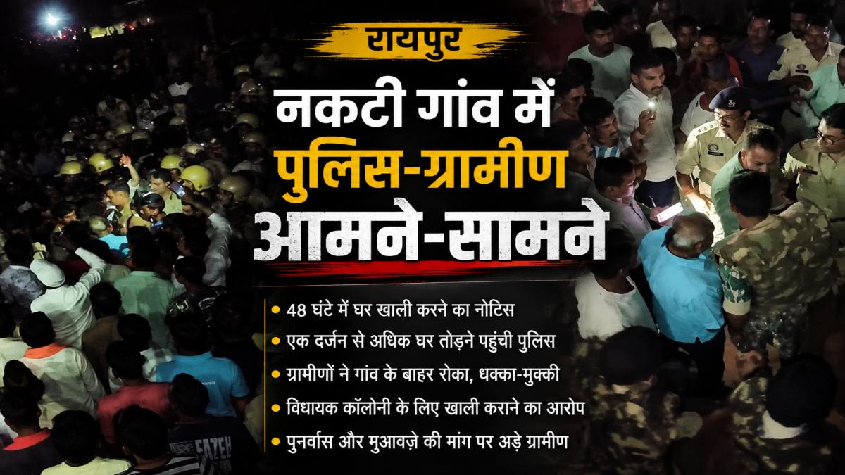नकटी गांव में पुलिस-ग्रामीण आमने-सामने, 48 घंटे में घर खाली करने के नोटिस पर बढ़ा विवाद, गांव में तनाव का माहौल