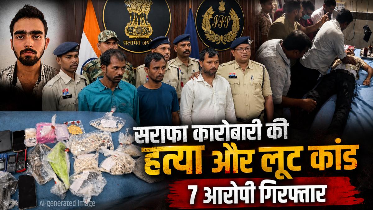 सराफा कारोबारी की हत्या कर जेवरात लूटने वाले गिरोह का पर्दाफाश, पुलिस ने सभी 7 आरोपियों को किया गिरफ्तार, देसी कट्टा, कारतूस और लाखों के आभूषण बरामद