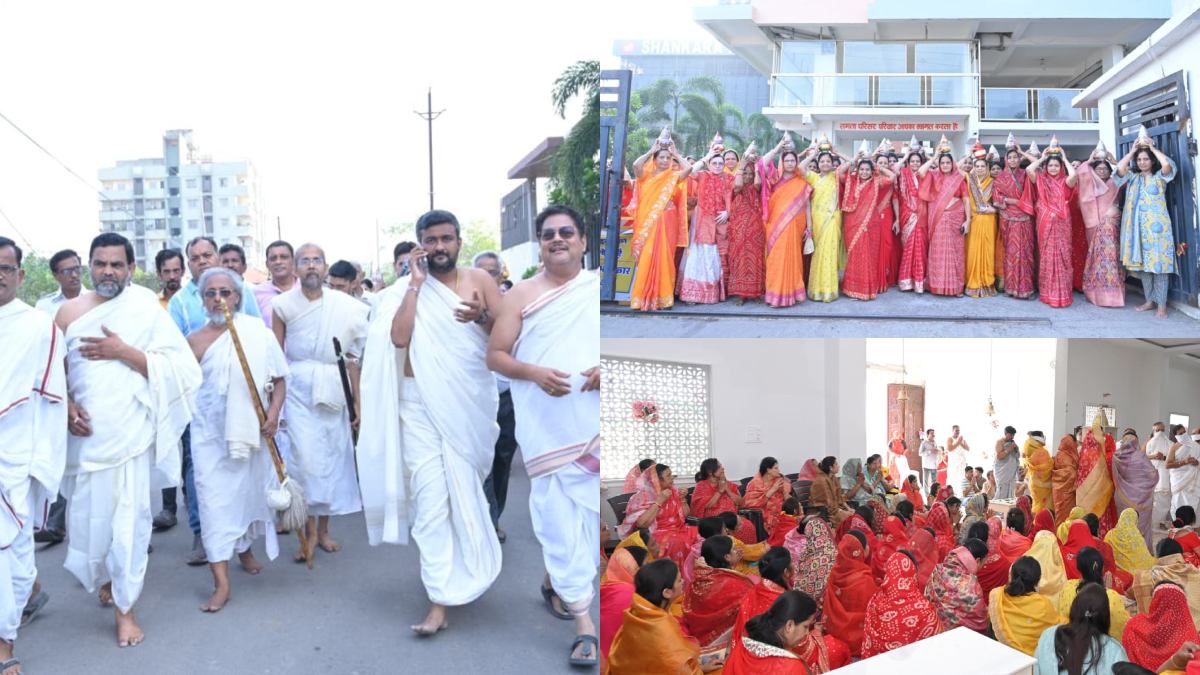राजधानी के नव-निर्मित जिनालय में धर्म, श्रद्धा और आस्था का महासंगम: भावी आचार्य विनय कुशल मुनि और विराग मुनि का 163 कलशों के साथ जैन समाज ने किया भव्य स्वागत