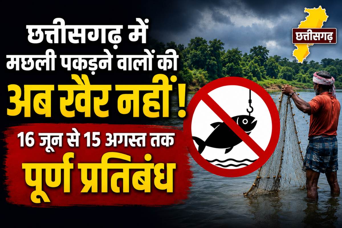 छत्तीसगढ़ में मछली पकड़ने वालों की अब खैर नहीं! 16 जून से 15 अगस्त तक के लिए लगा पूर्ण प्रतिबंध, उल्लंघन पर लगेगा तगड़ा जुर्माना