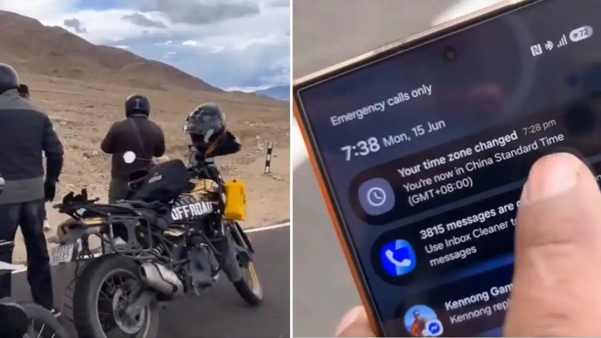‘भाई मेरा भी टाइम जोन बदल गया’, लद्दाख घूम रहे बाइकर्स को फोन में दिखने लगा चीन का समय, जाने पूरी बात