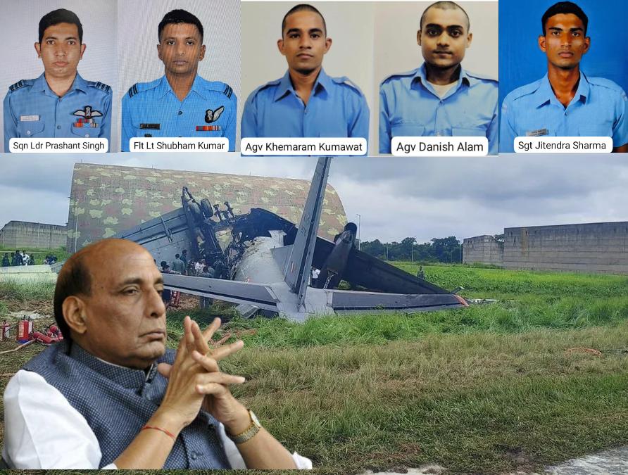 असम में IAF विमान हादसे में 5 की मौत की पुष्टि, को-पायलट बचा ; रक्षामंत्री ने जताया दुःख